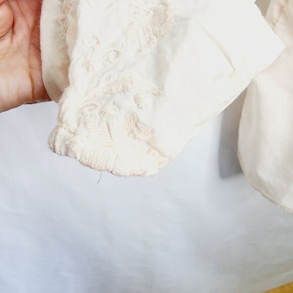 J Jill Cotton Light Weight Light Pink Long Sleeve Button Front Embroidery Blouse - Picture 7 of 13